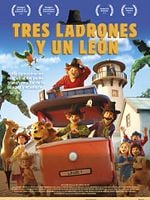 Cartel de Tres ladrones y un león