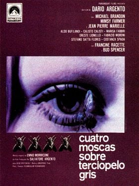 Cartel de Cuatro moscas sobre terciopelo gris