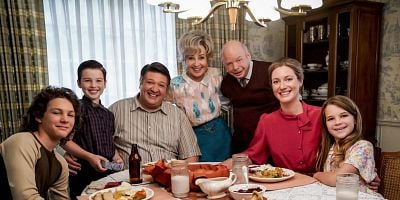 Cartel de Dinámica de familia y un Fiero rojo