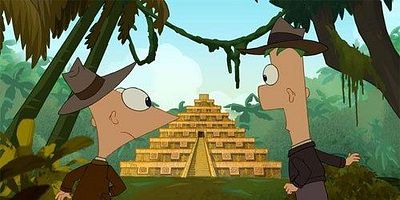 Cartel de Phineas y Ferb y el templo de "Kestanacien