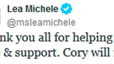 El tuit de Lea Michele tras la muerte de Cory Monteith, el más retuiteado de 2013