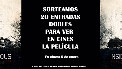 ¡SORTEAMOS 20 ENTRADAS DOBLES PARA VER EN CINES ‘INSIDIOUS: LA ÚLTIMA LLAVE’! noticias imagen