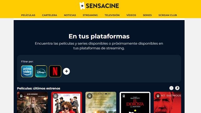 La nueva opción de 'Mi cuenta' en SensaCine: filtra por tus plataformas favoritas y pide que te avisen de tus estrenos más esperados noticias imagen