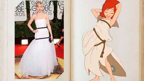 Jennifer Lawrence como La Sirenita y otras princesas Disney en los Globos de Oro