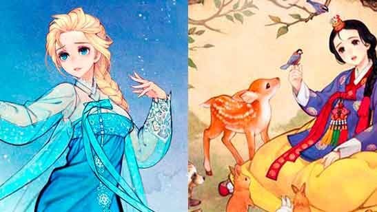 Princesas Disney y otros personajes de cuento al estilo oriental