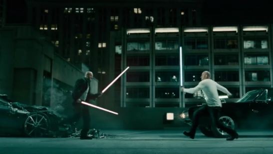 Mira la pelea entre Vin Diesel y Jason Statham en 'Fast & Furious 7'... ¡Con sables láser de 'Star Wars'!