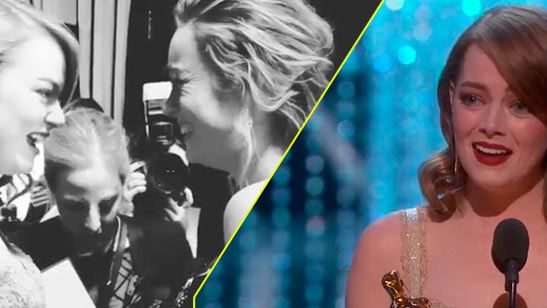 Oscar 2017: Emma Stone rompe a llorar en el 'backstage' tras recibir la estatuilla