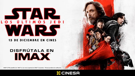 ¡SORTEAMOS 10 ENTRADAS DOBLES PARA VER EN IMAX CINESA ‘STAR WARS: LOS ÚLTIMOS JEDI'!
 noticias imagen