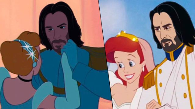 Una artista convierte a Keanu Reeves en el príncipe de 'La Cenicienta', 'Aladdin', 'La Sirenita' y de más clásicos Disney