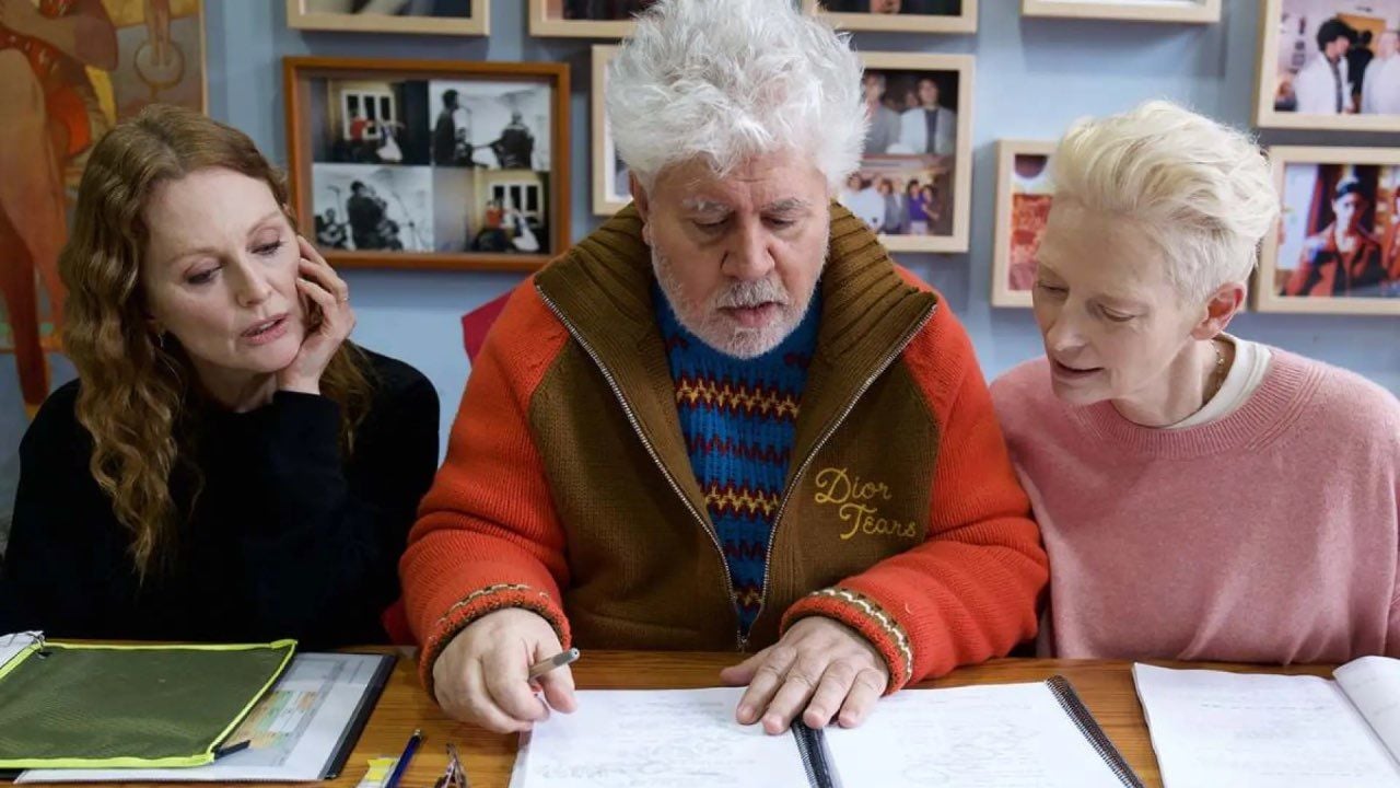 Julianne Moore, Pedro Almodóvar y Tilda Swinton