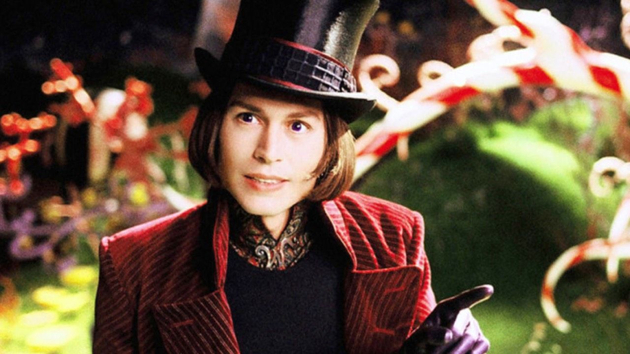 Johnny Depp como Willy Wonka en 'Charlie y la fábrica de chocolate'