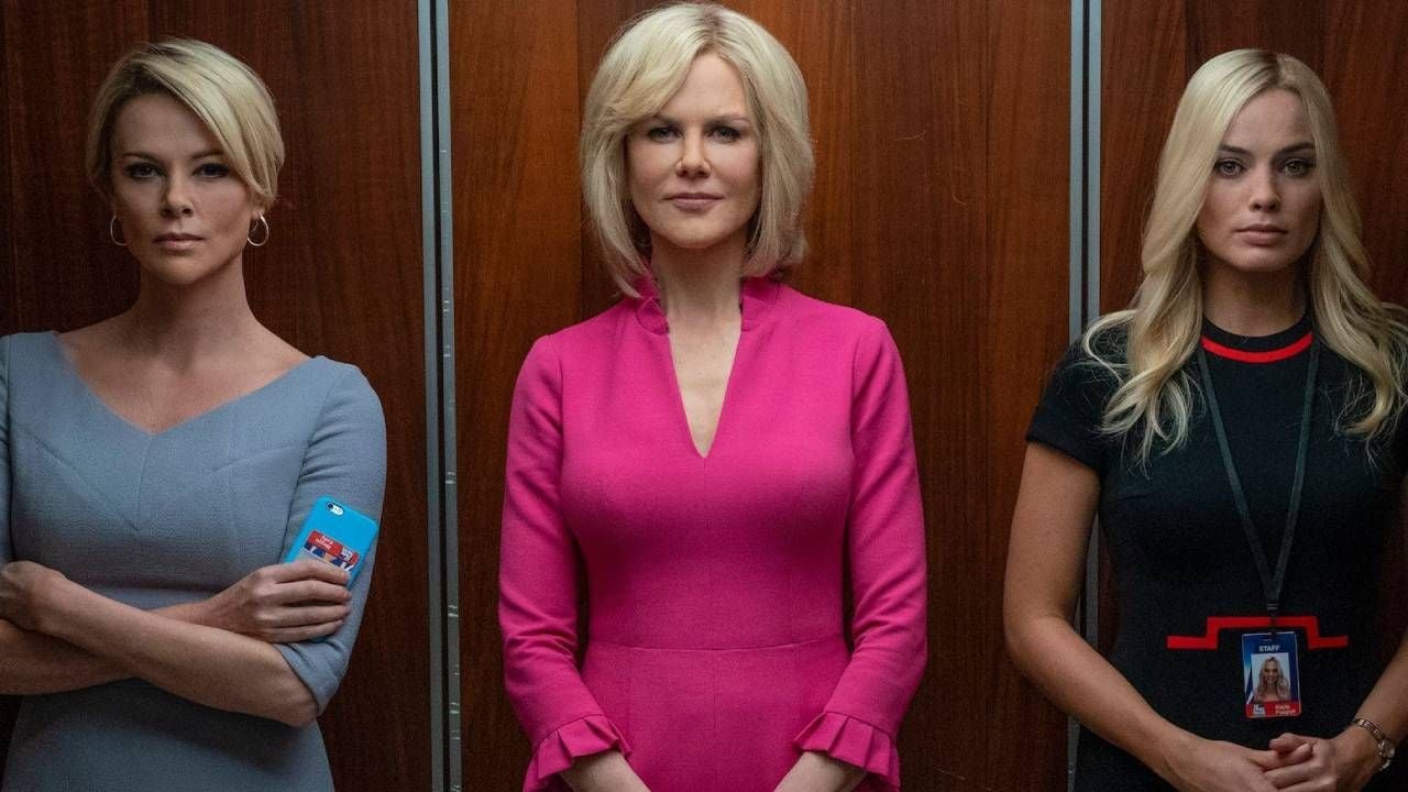De izquierda a derecha: Charlize Theron como Megyn Kelly, Nicole Kidman como Gretchen Carlson y Margot Robbie como Kayla Pospisil