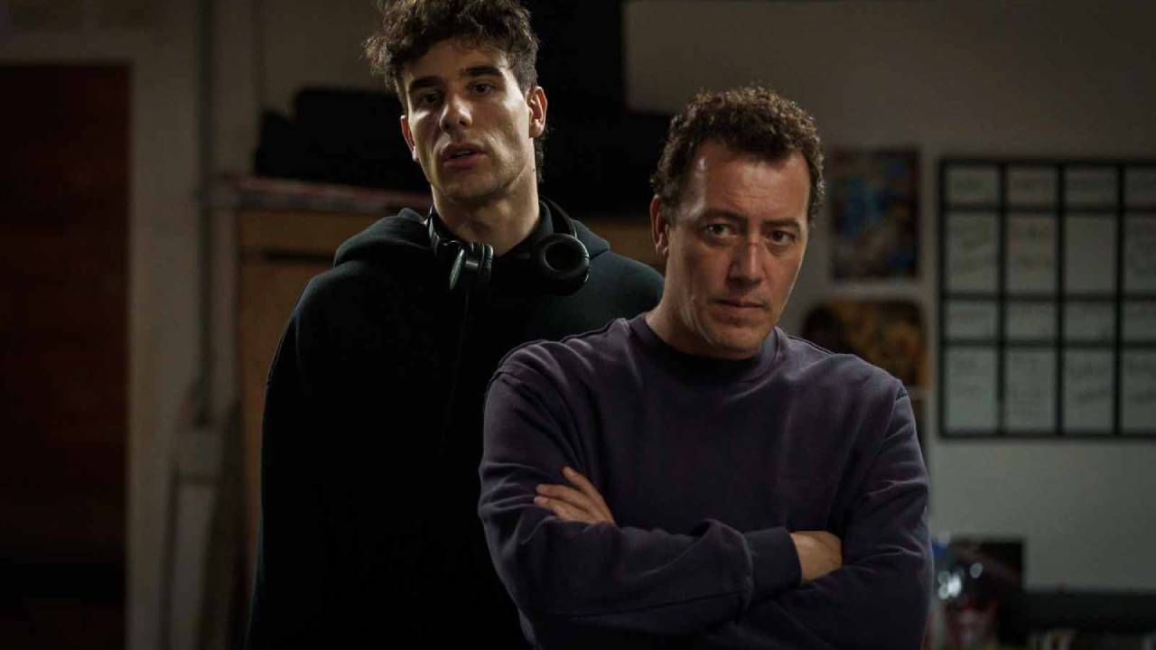 Roger Casamajor y Javier Calvo durante el rodaje de 'La Mesías'. 