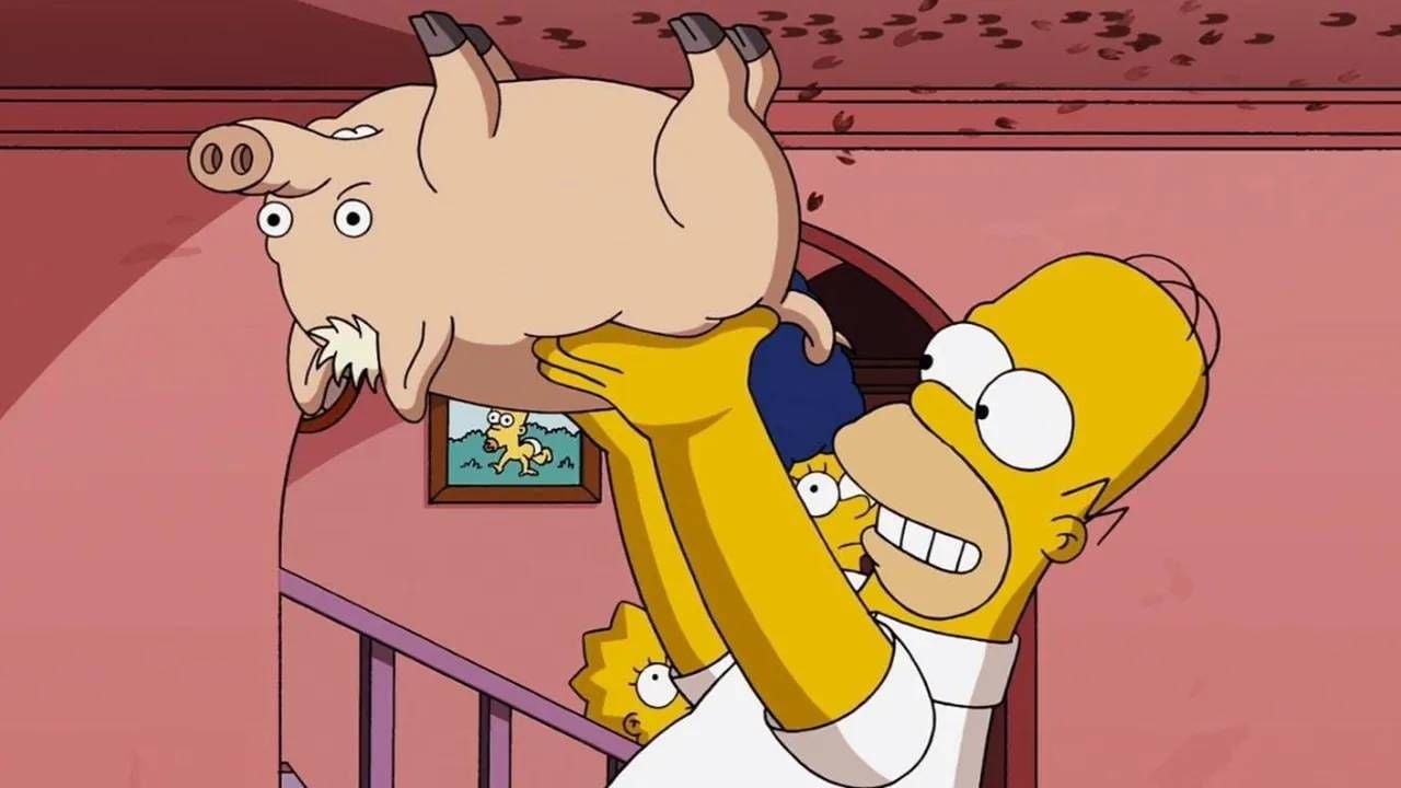 Homer y Spider-Cerdo en 'Los Simpson: La película'