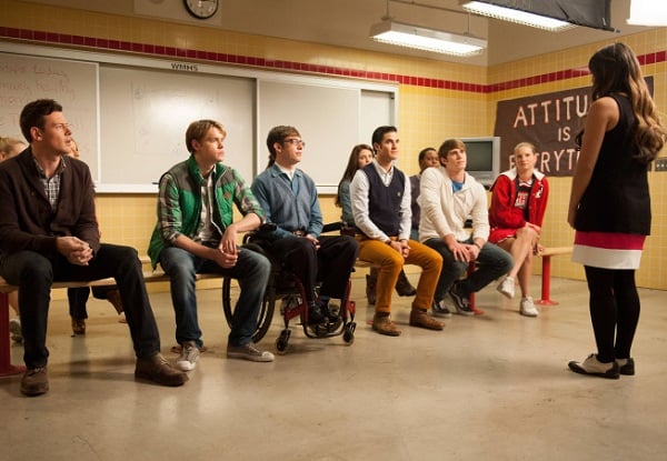 Glee : Foto Chord Overstreet, Cory Monteith, Jenna Ushkowitz, Kevin McHale, Darren Criss, Heather Morris, Blake Jenner